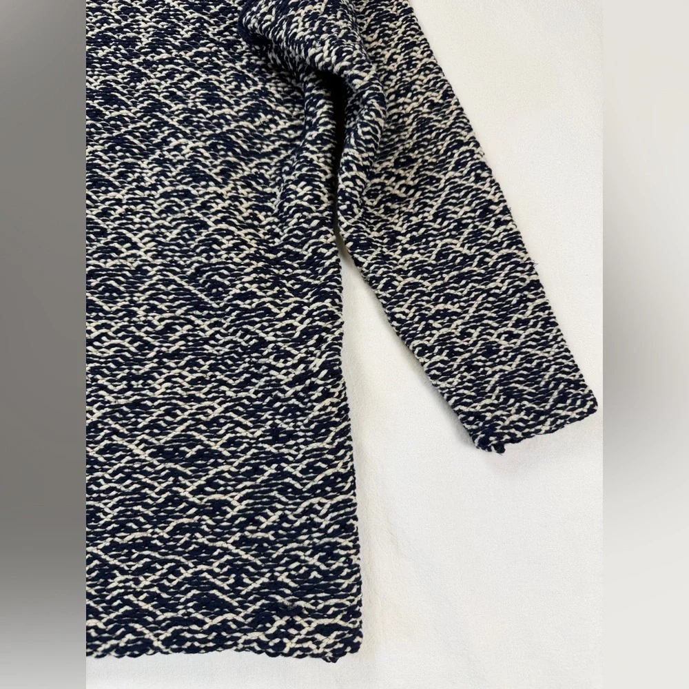 J. Crew Relaxed Wide Neck Knit Sweater Navy and White Size Small